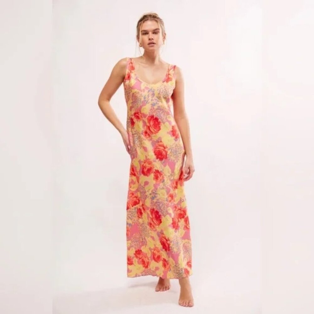 NWT Free People Worth The Wait Slip Dress Fiesta Combo size- LARGE